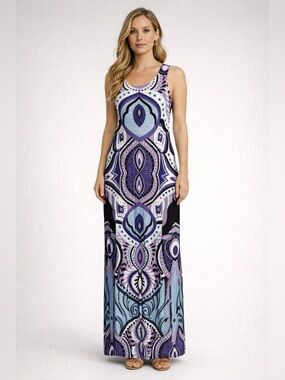 VENUS Purple and Blue Geometric Maxi Dress